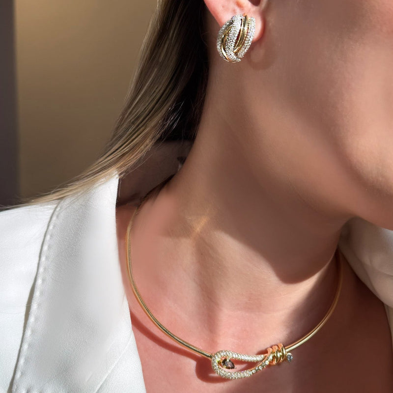 Diamond Pave Bow Gold Necklace