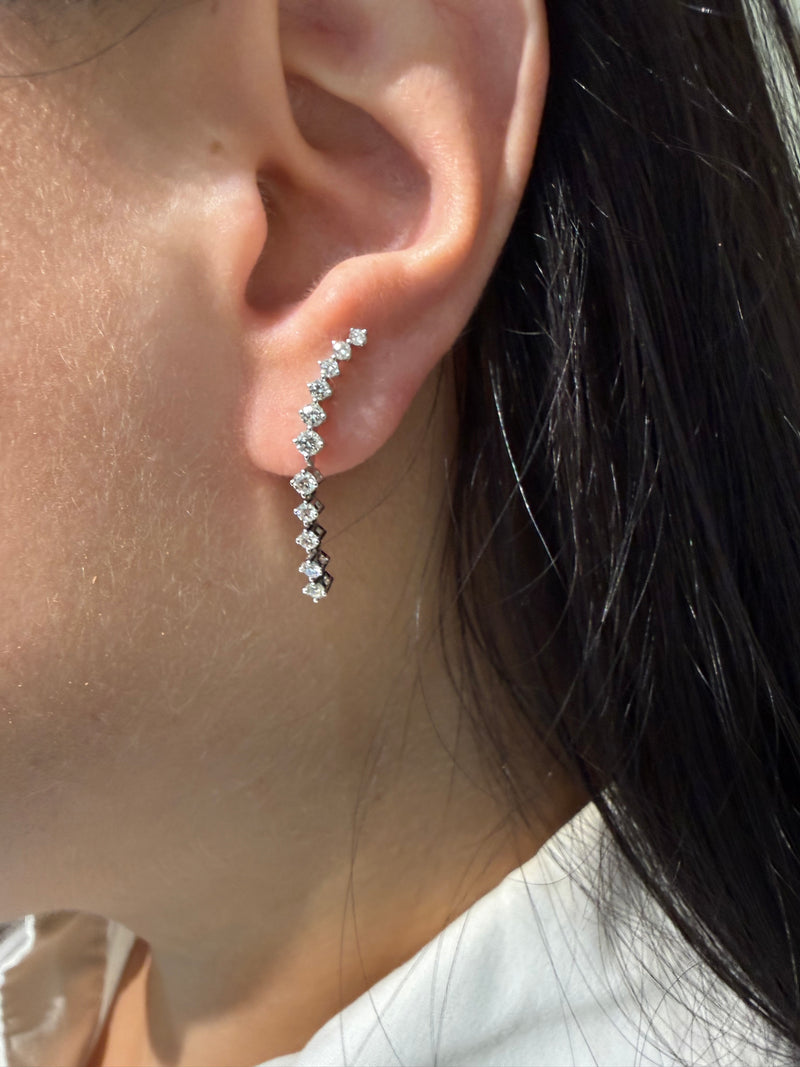 Diamond Linear Earrings in White Gold