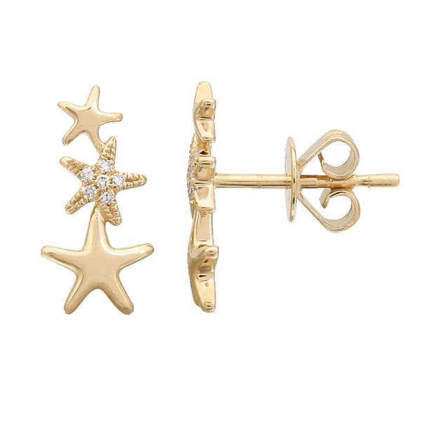 triple star gold climber earrings