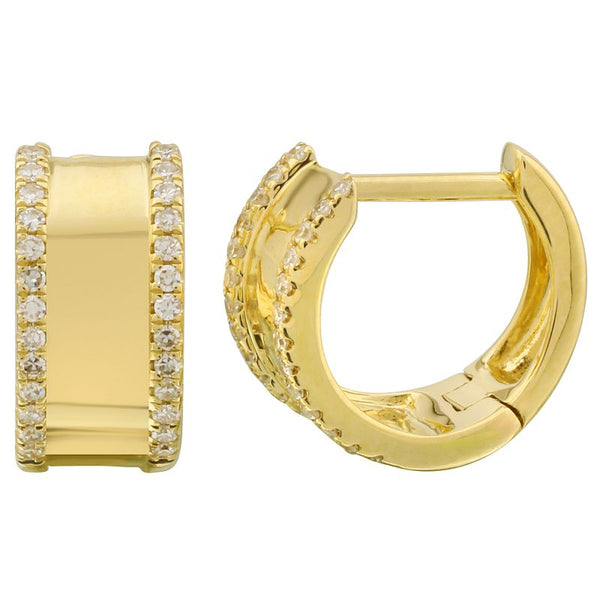 Gold & Diamond Paralel Huggie Earrings