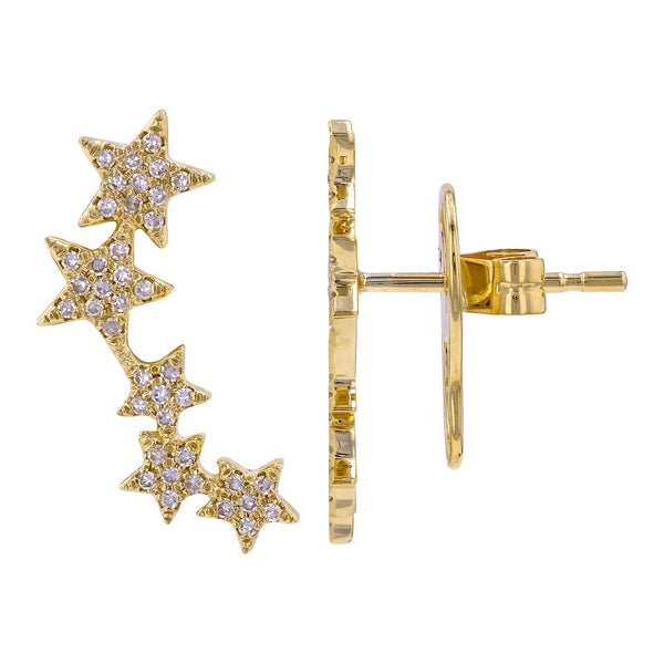 Five Star Diamond Climber Earrings