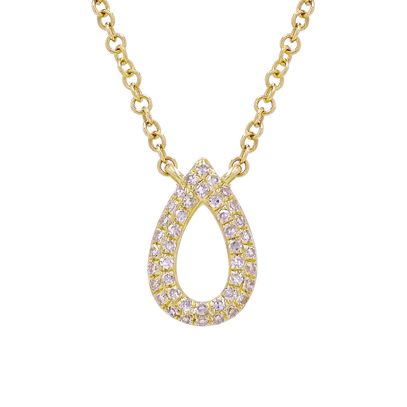 Diamond Open Pear Necklace in Yellow Gold