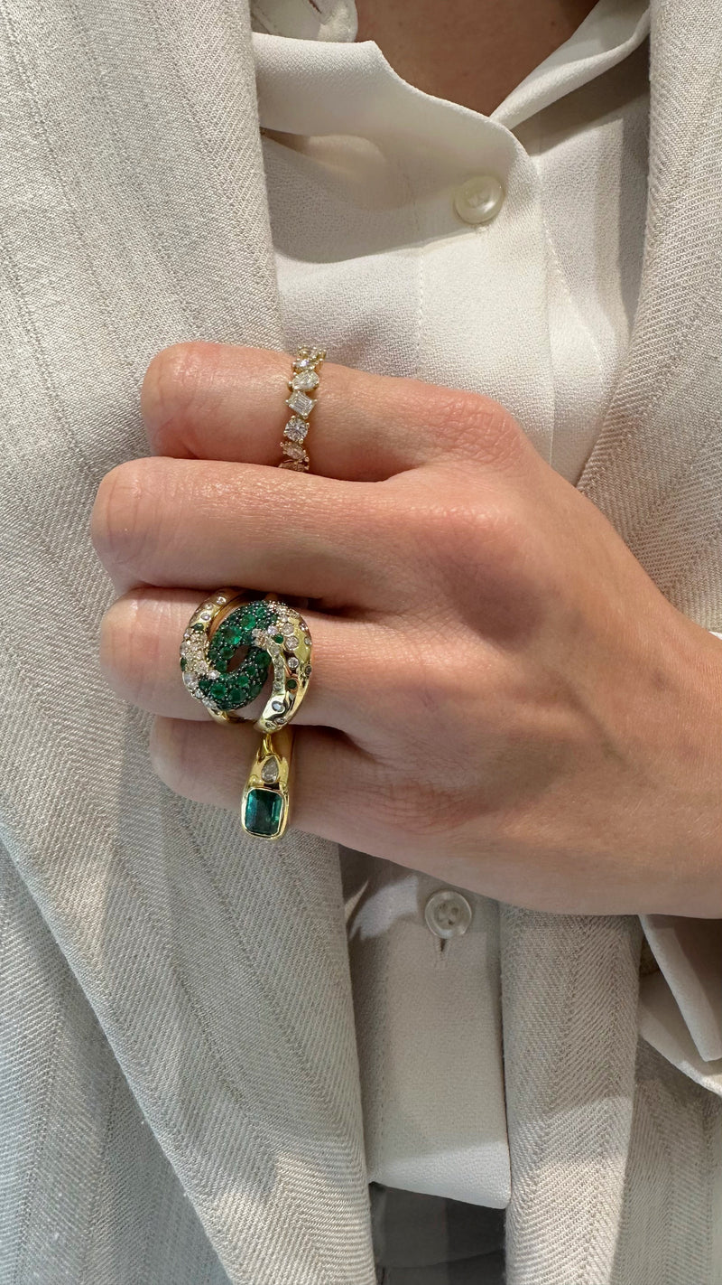 Emerald Knot Statement Ring