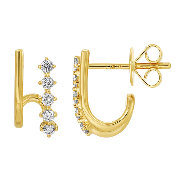 Star Diamond Double Claw Earrings