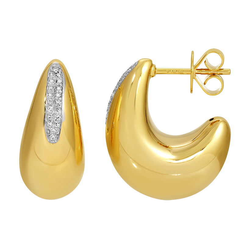 Chunky Huggie Diamond & Gold Earrings