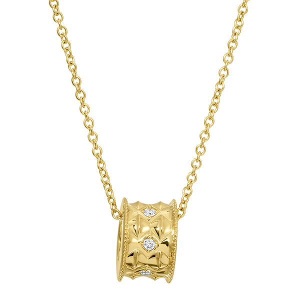 Gold Barrel Pendant Necklace