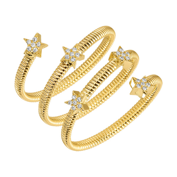 Spiral Stars Gold Ring