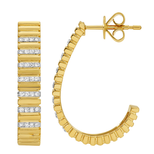 Paralel Diamond Gold Hoop Earrings