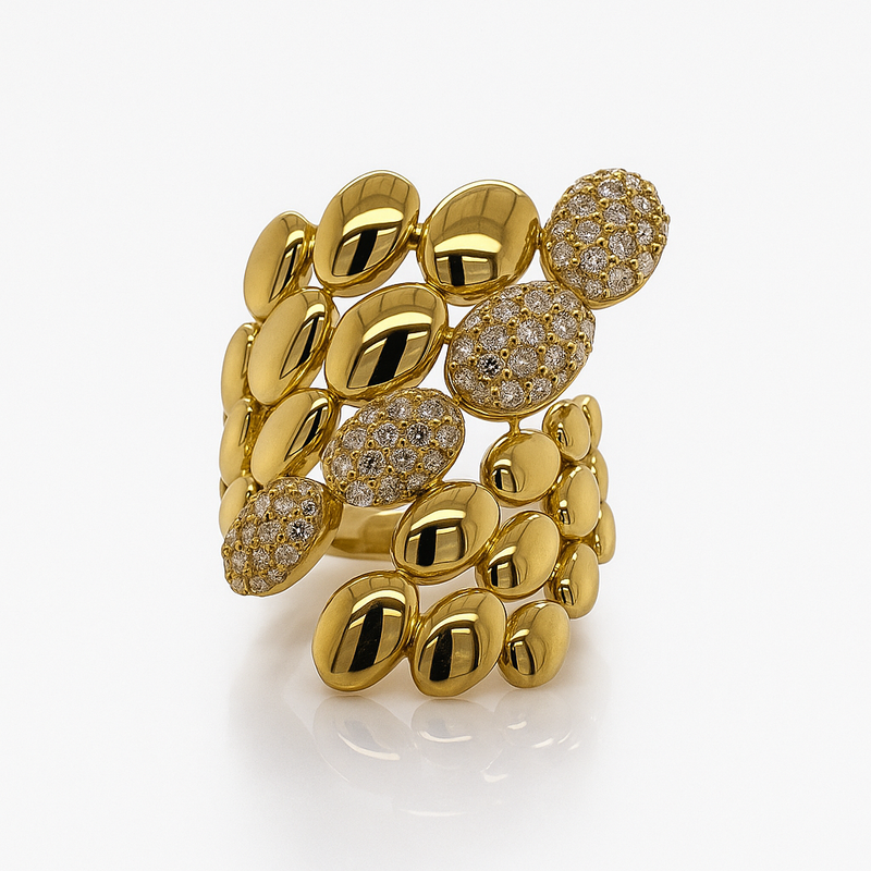 Mosaic Diamond Yellow Gold Ring ✨ - Brilat