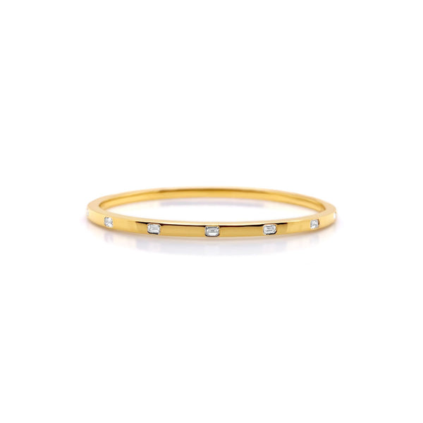 Gold & Emerald-cut diamond flex bangle