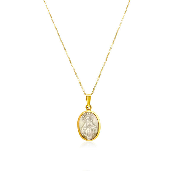 miraculous medal necklace in gold & mother of pearl