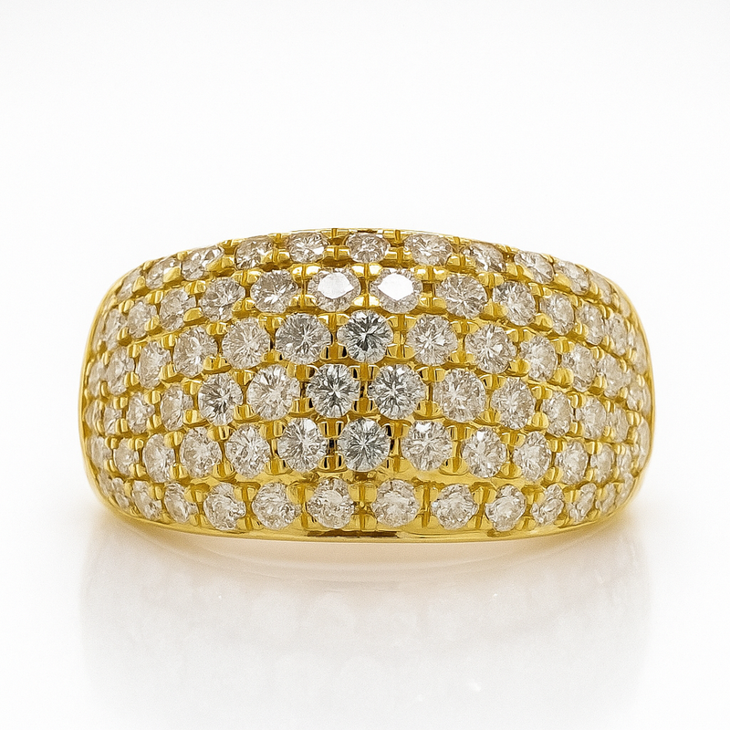 Pavé Dot Yellow Gold Ring - Brilat