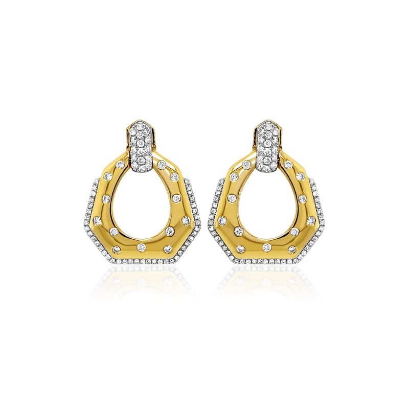 Gold & Diamond Cocktail Earrings - Brilat