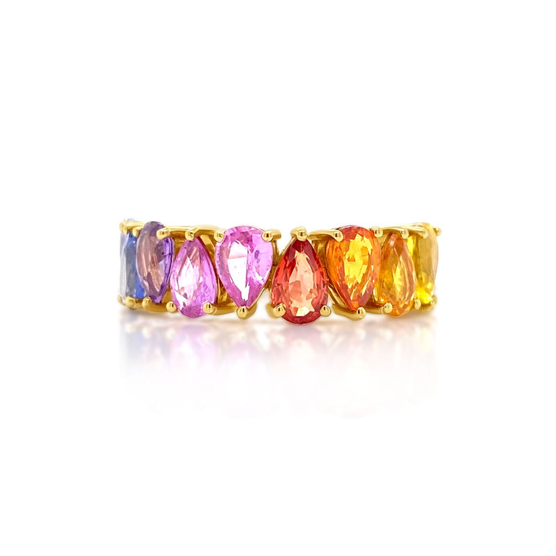 multicolored sapphire pear shape eternity band