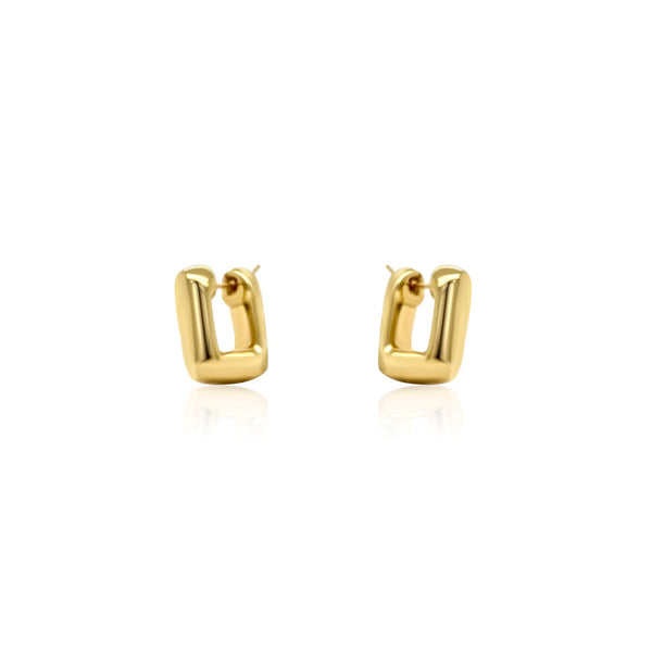 squared gold hoop earrings