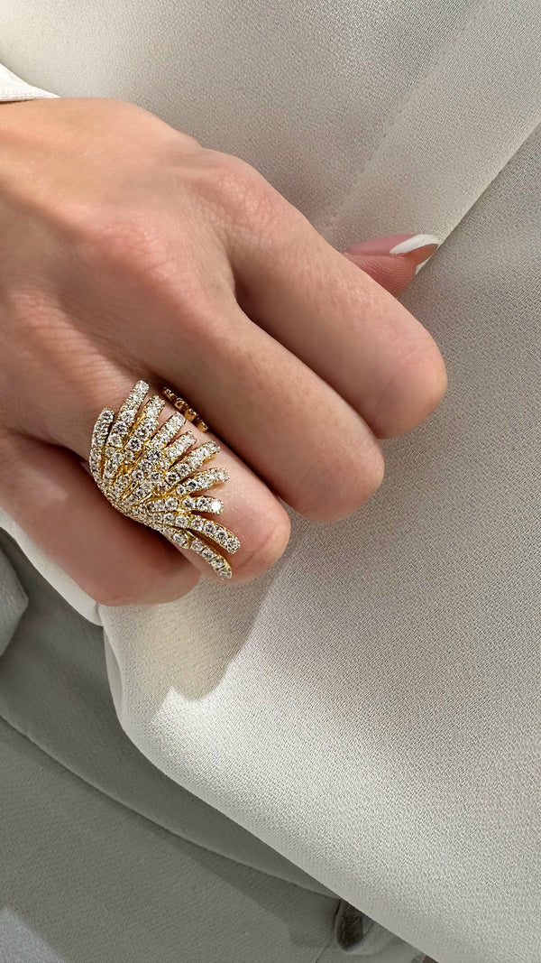 Diamond Feathers Cocktail Ring