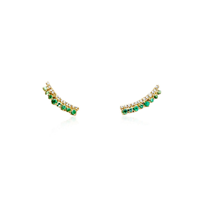 Petite Emerald Climber Earrings - Brilat