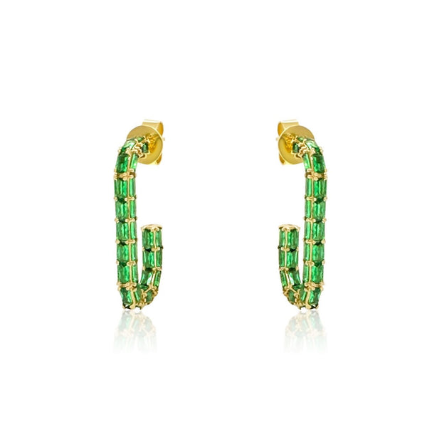 Tsavorite Link Hoop Earrings - Brilat