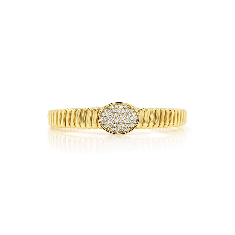 Oval Diamonds Gold Tubogas Bangle