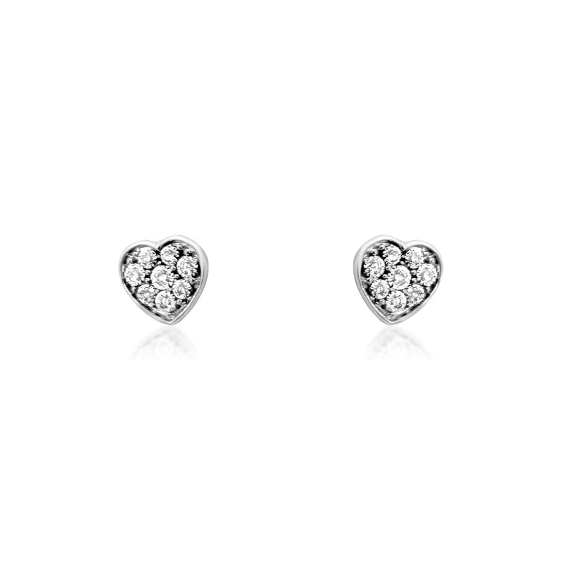 girls diamond heart earrings - Brilat