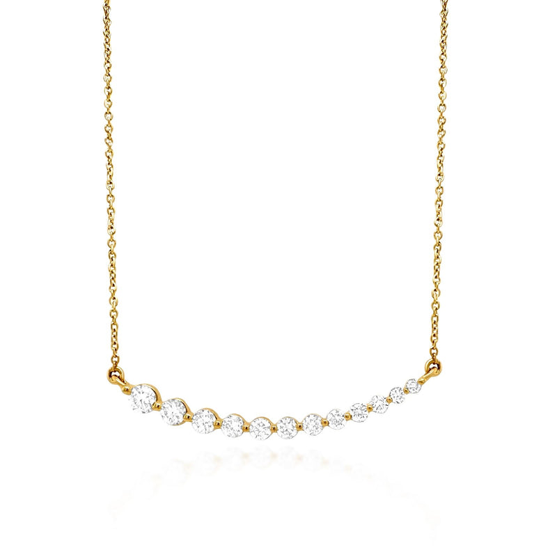 Yellow Gold Graduated Diamond Bar Necklace - Brilat