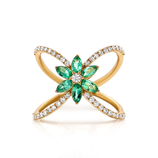 The Magnolia Ring in Emerald