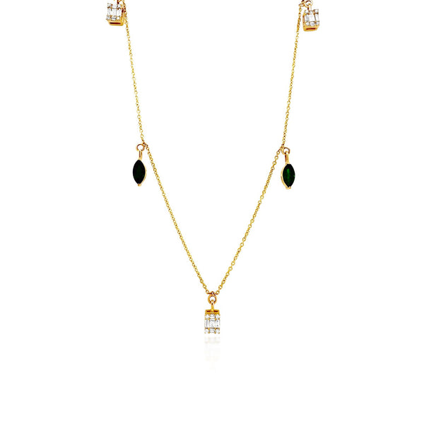 Emerald & Diamond Dangle Necklace - Brilat