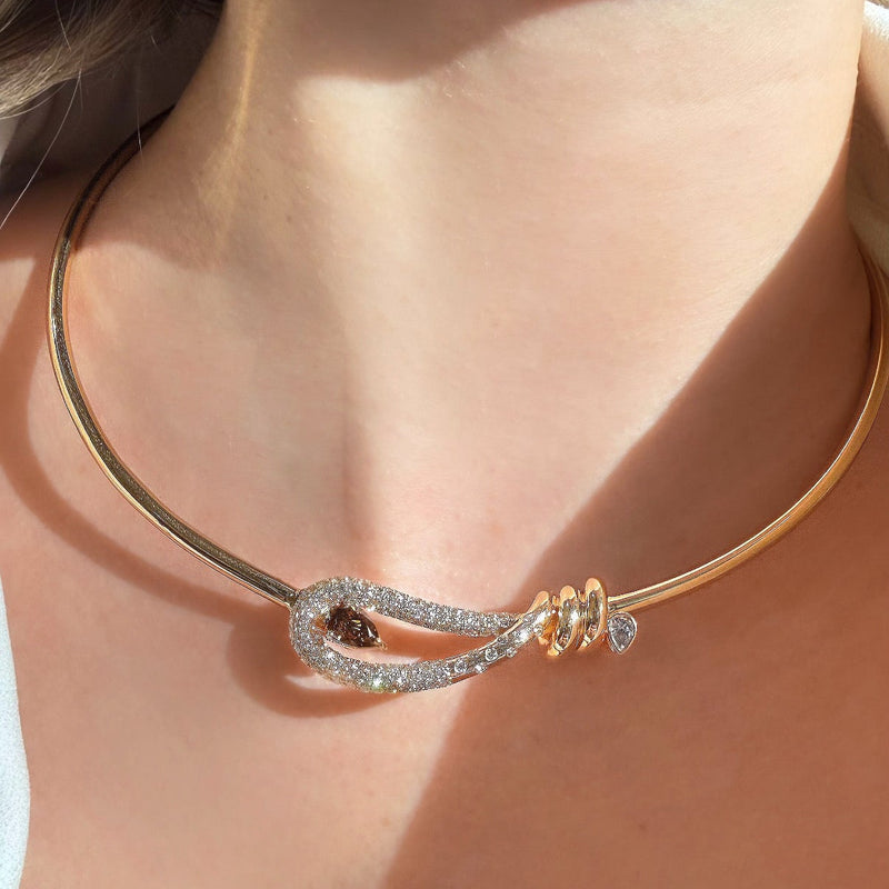 Diamond Pave Bow Gold Necklace
