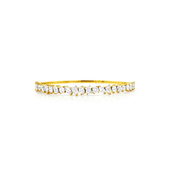 Multishaped Diamond Flex Bangle in Yellow Gold - Brilat