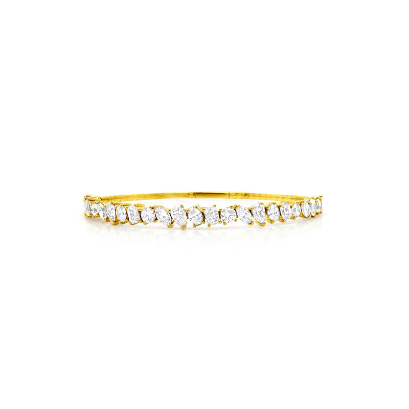 Multishaped Diamond Flex Bangle in Yellow Gold - Brilat