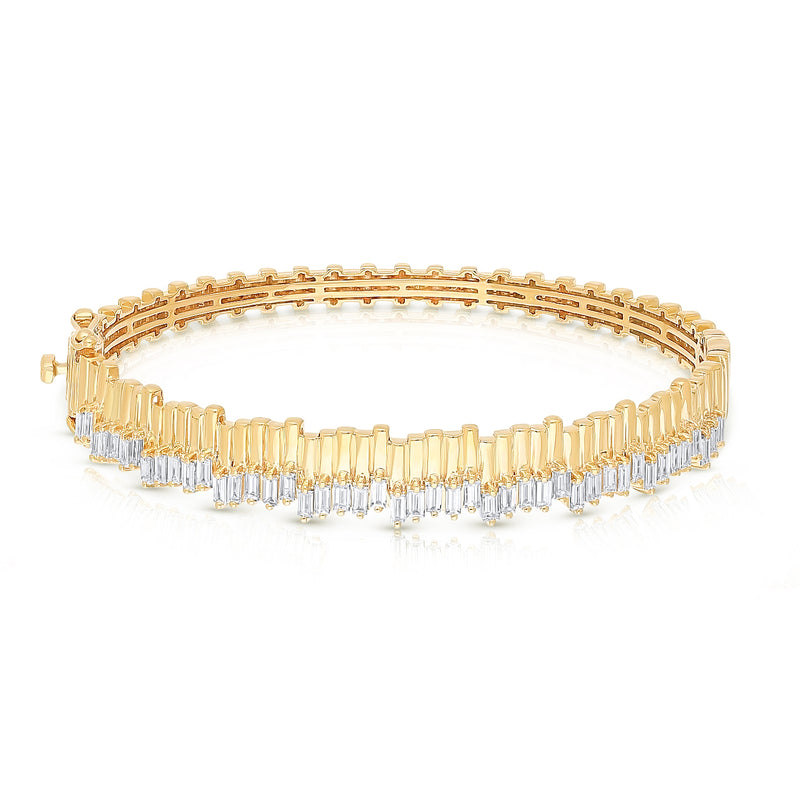 Gold & Diamond Parallel Bangle Bracelet - Brilat