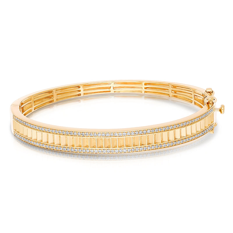 Fluted Gold and Diamond Bangle - Brilat