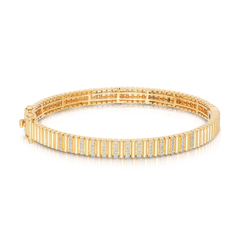 Striped Diamond & Gold Bangle - Brilat