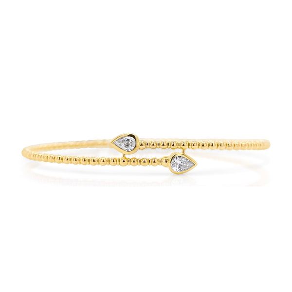 Two Stone Pear Shape Flex Bangle Bracelet - Brilat