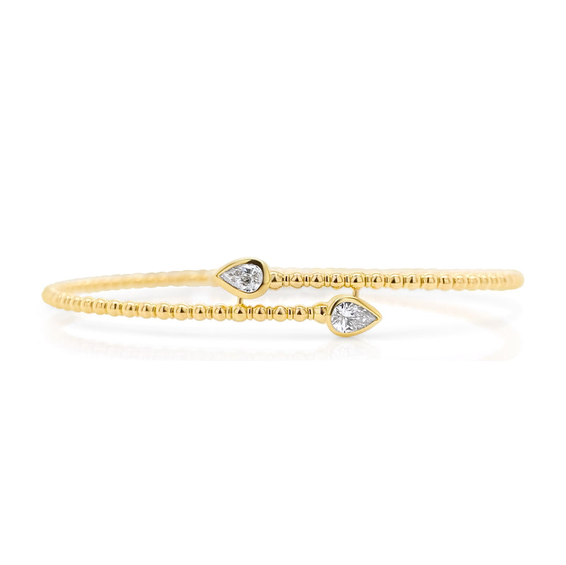 Two Stone Pear Shape Flex Bangle Bracelet - Brilat