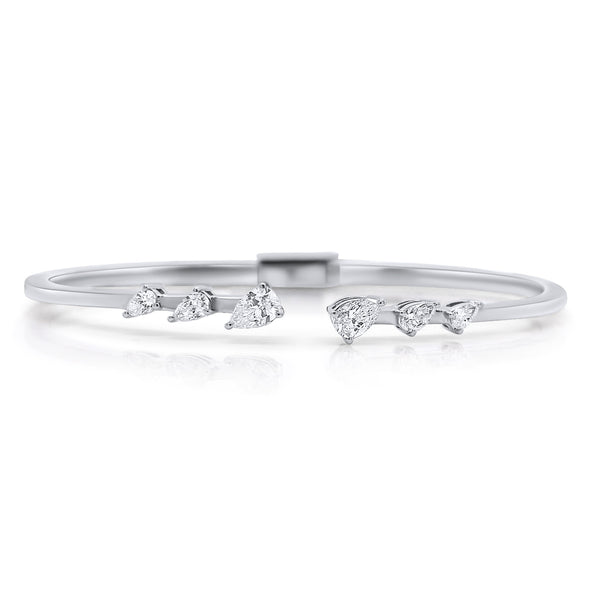 White Gold Pear Shape Bangle - Brilat