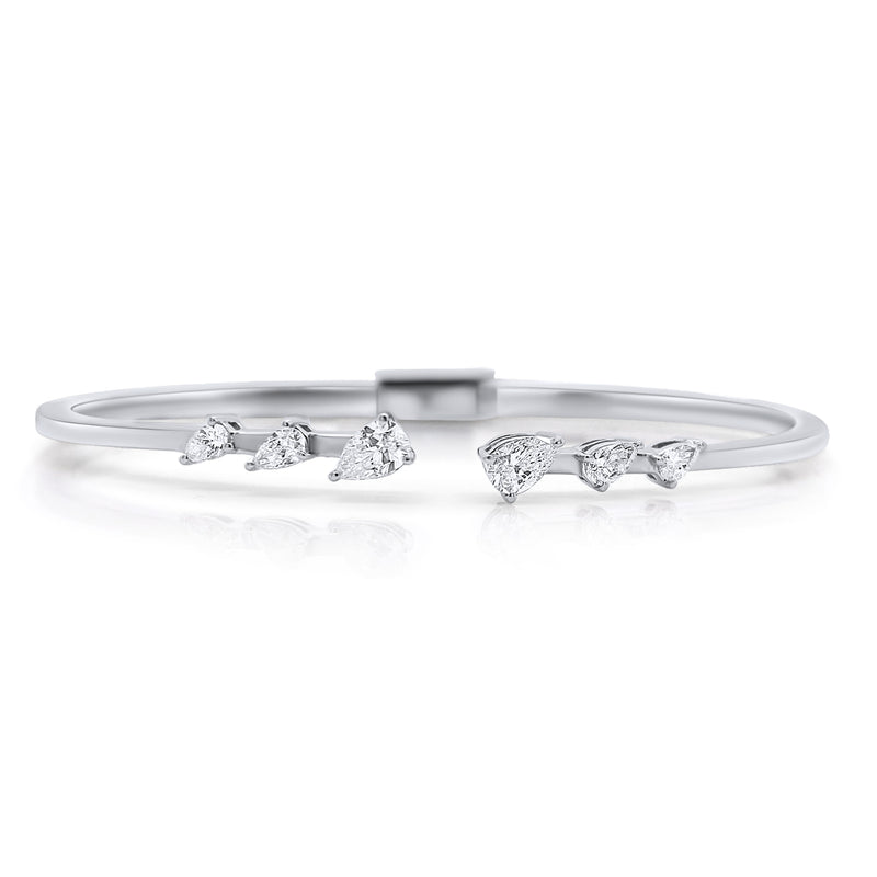 White Gold Pear Shape Bangle - Brilat