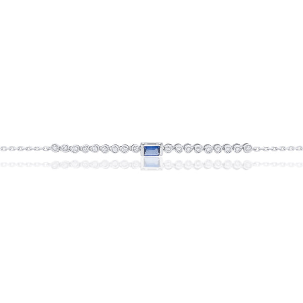 Blue Sapphire & Diamond Chain Bracelet