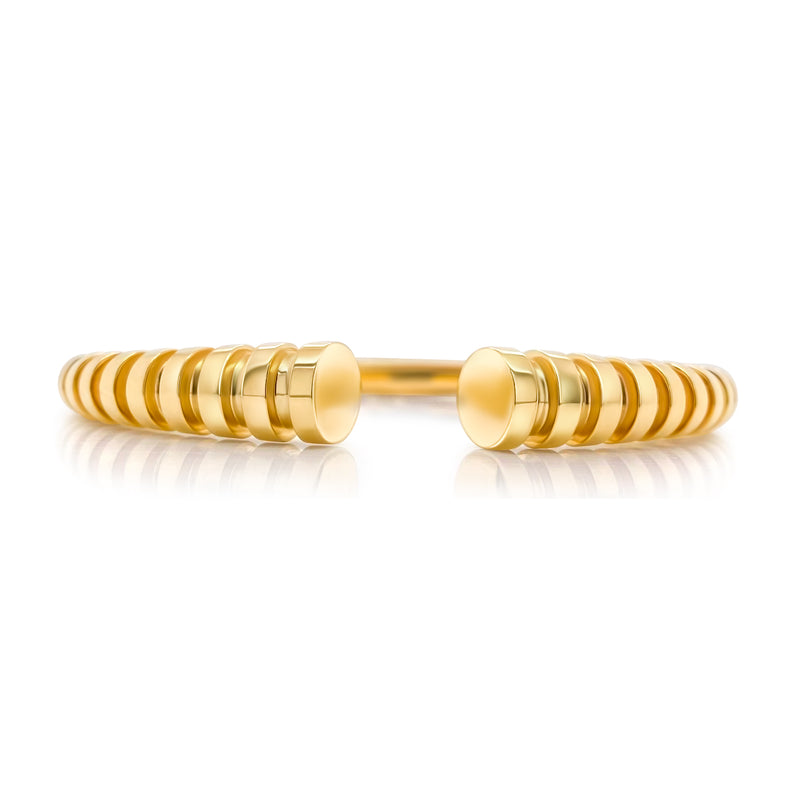 Yellow Gold Stripe Bangle - Brilat