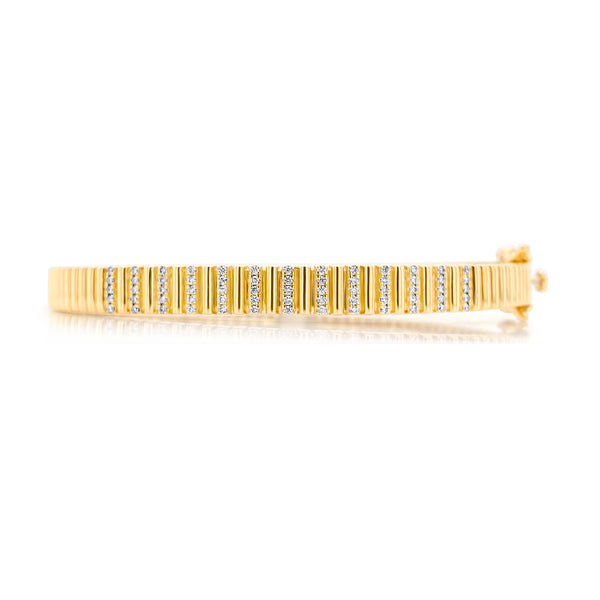 Striped Diamond & Gold Bangle