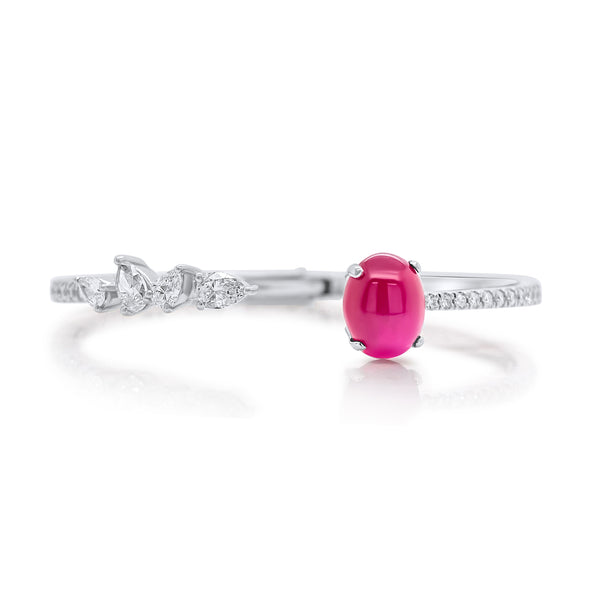 Cabochon Ruby Diamond Bangle - Brilat
