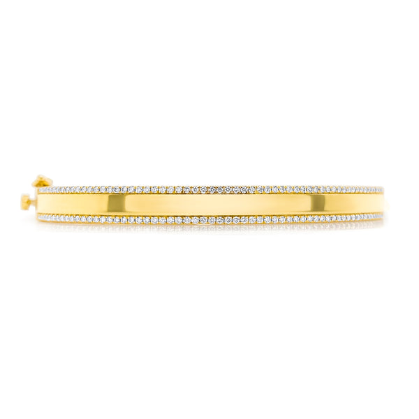 Polished Gold & Diamond Engraveable Bangle