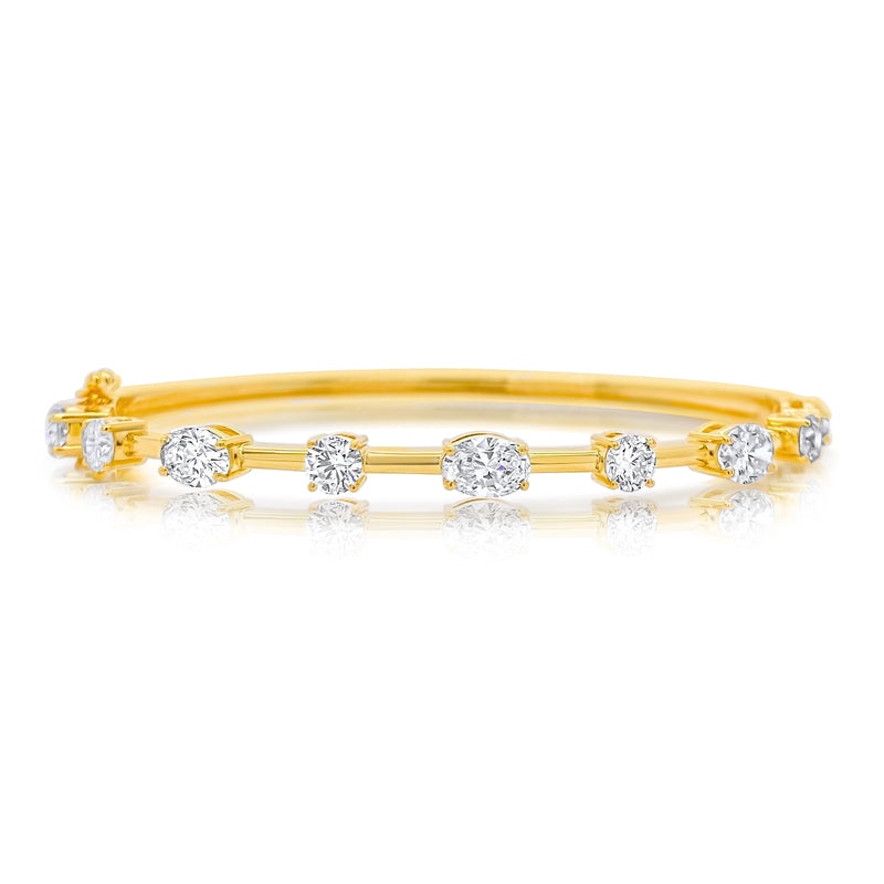 Large Oval Diamond Stack Bangle - Brilat