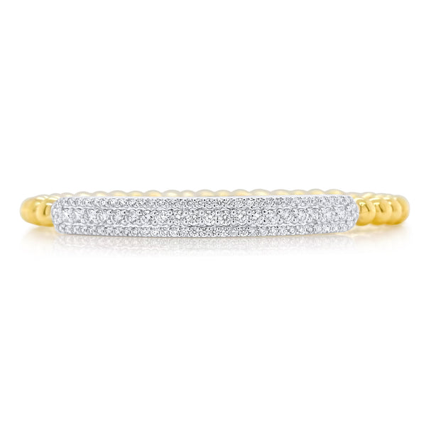 Luminous Rectilinear Diamond Gold Stretch Bangle