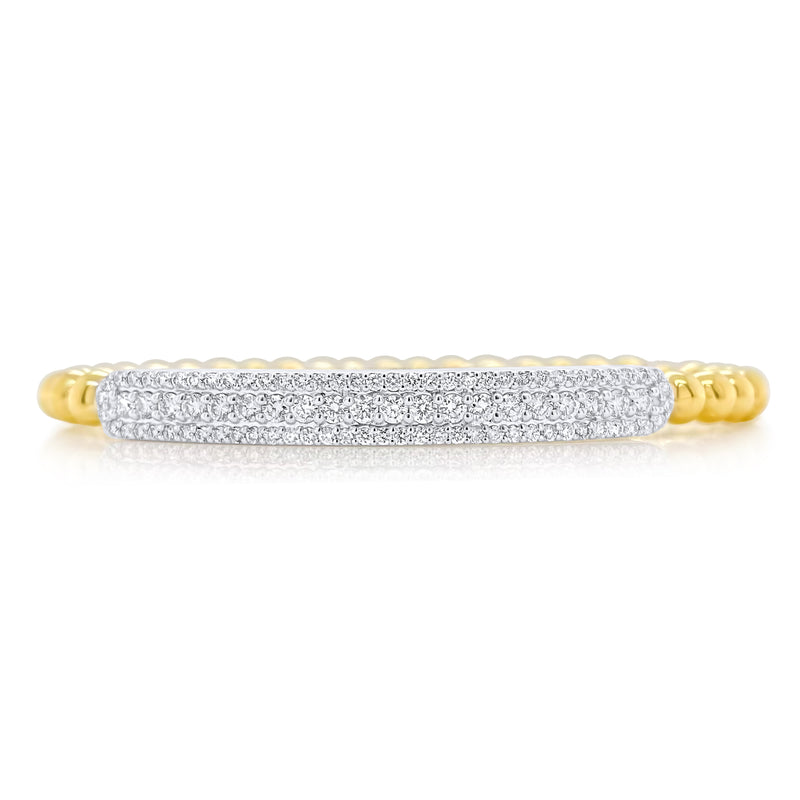 Luminous Rectilinear Diamond Gold Stretch Bangle