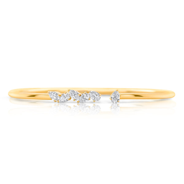 Multishape open gold bangle