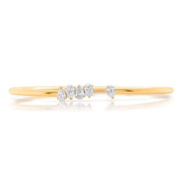 pear shape gold open bangle