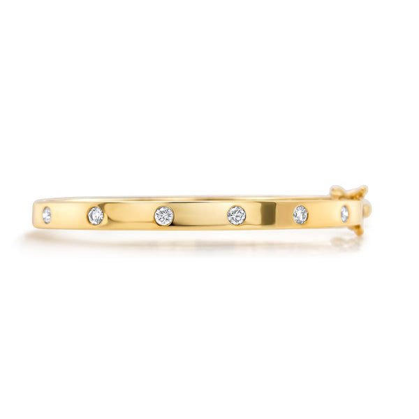 yellow gold diamond inlay bangle