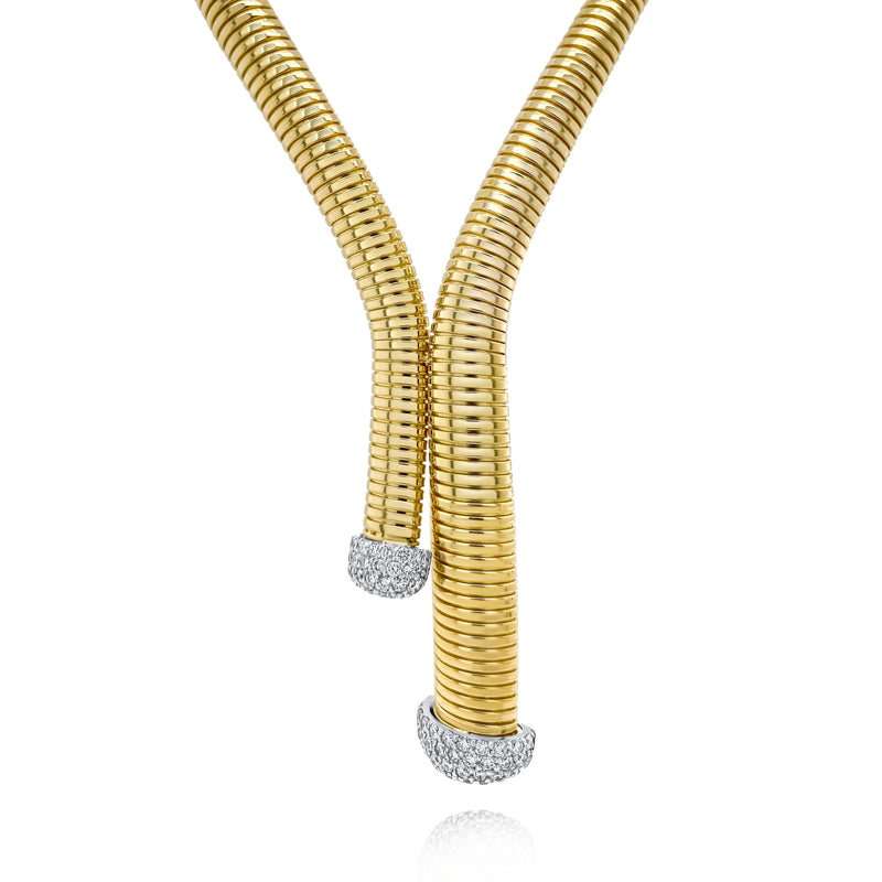 Bold Gold Tubogas Lariat Necklace - Brilat
