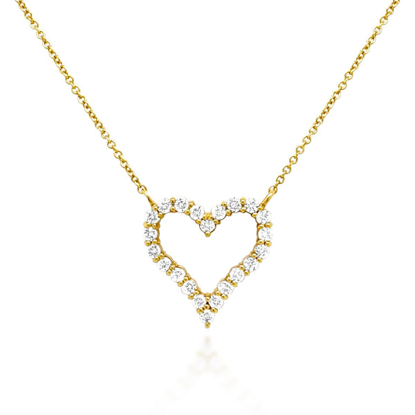 Large Diamond Heart Necklace in Yellow Gold - Brilat